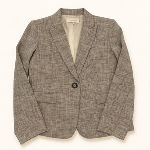 Tahari A.S. Levine Gray Check One Button Blazer Size 10‎